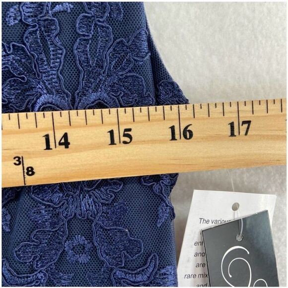 Alex Evenings Womens Size 6 Sequin Lace Formal Gown Dark Navy Blue Blouson Style - Picture 8 of 10